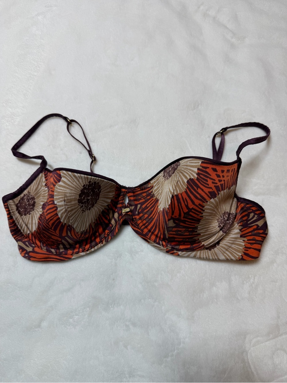 Victoria's Secret Orange and Cream Floral Underwire Bra